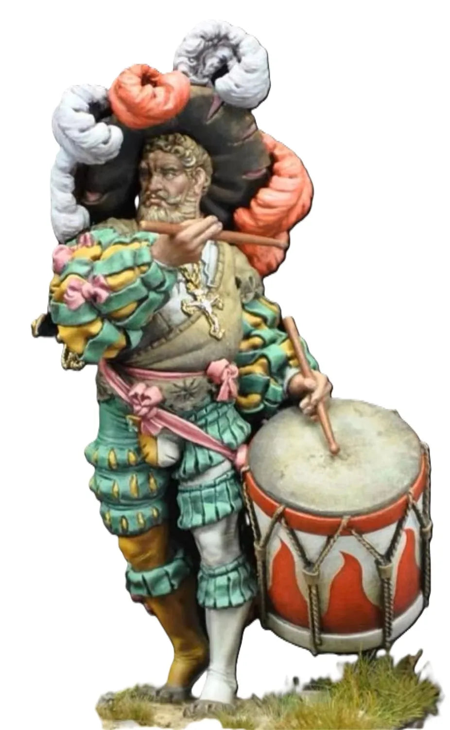 1/24 Warrior with Ceremonial Drum, Resin Model Figure Kit, Fantasy Theme, Unassembled and Unpainted