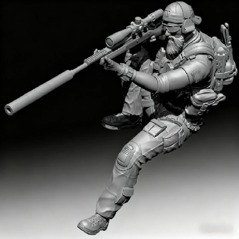 1/35 Modern American Sniper Soldier, Resin Model Figure Kit, Unassembled and Unpainted