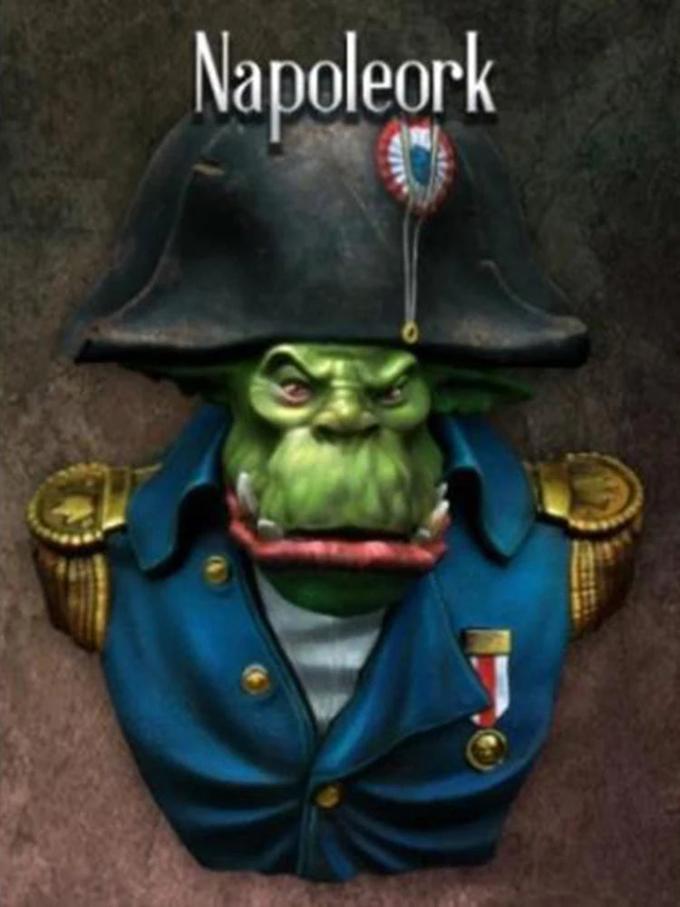 1/16 Napoleonic Fantasy Orc Soldier, Resin Model Bust Kit, Unassembled and Unpainted