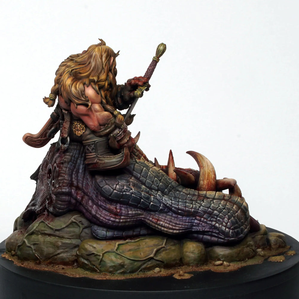 1/24 Demon Warrior with Beast, 2 Figures, Resin Model Figure Kit, Fantasy Theme, Unassembled and Unpainted
