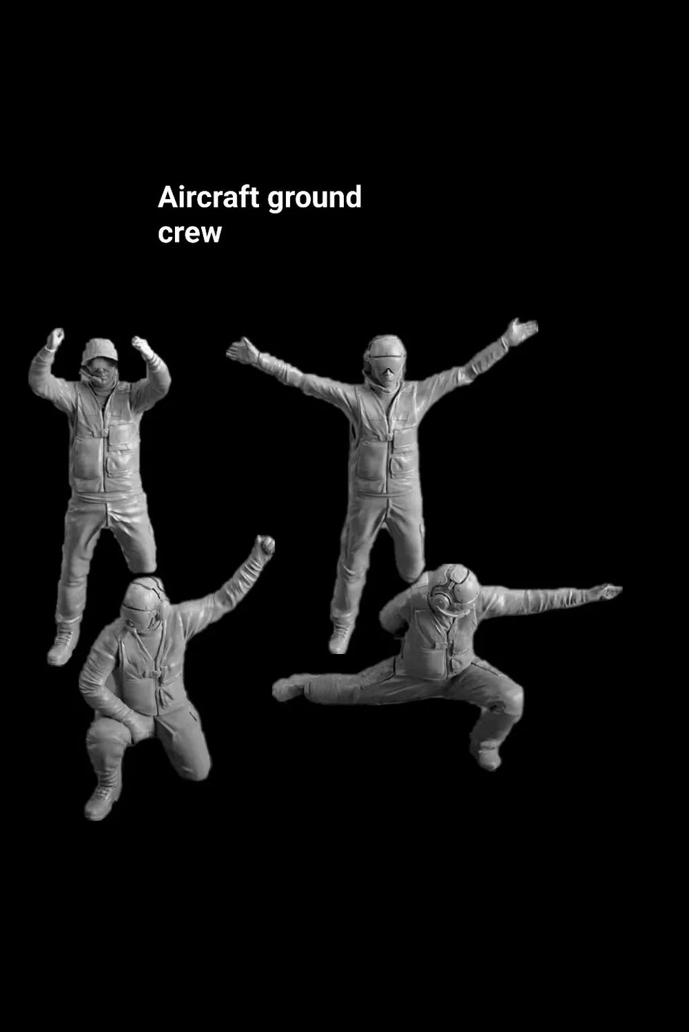 1/72 Aircraft Ground Crew, 4 Figures, Resin Model Figure Kit, Military Theme, Unassembled and Unpainted