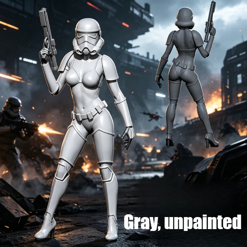 100mm Female Tactical Warrior, Resin Model Figure Kit, Sci-Fi Theme, Unassembled and Unpainted