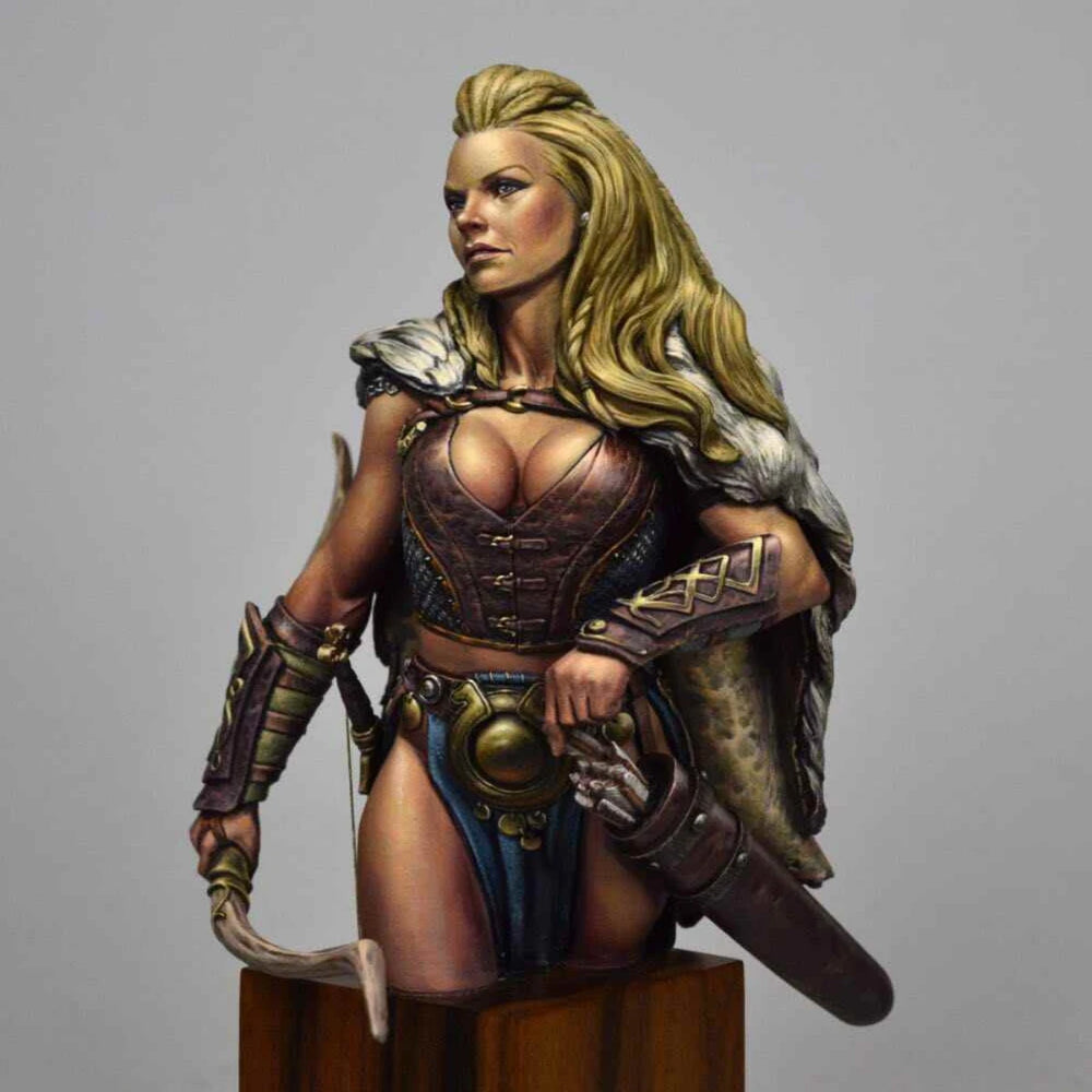 1/10 Medieval Fantasy Female Viking Archer, Resin Model Bust Kit, Unassembled and Unpainted