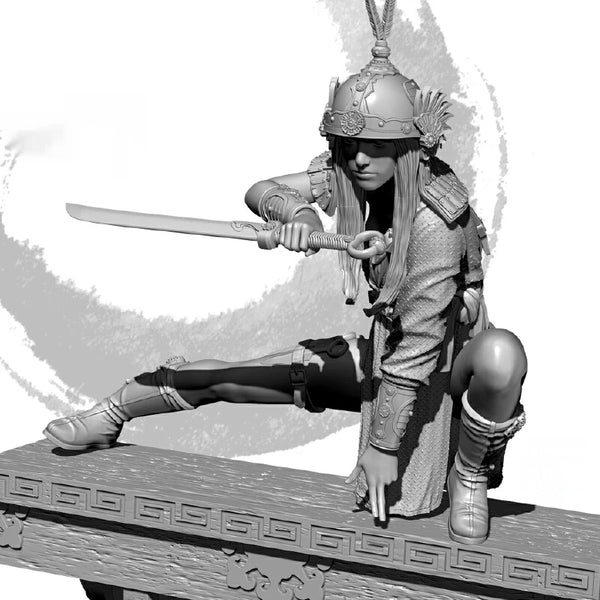 1/24 Asian Warrior General, Resin Model Figure Kit, Fantasy Theme, Unassembled and Unpainted