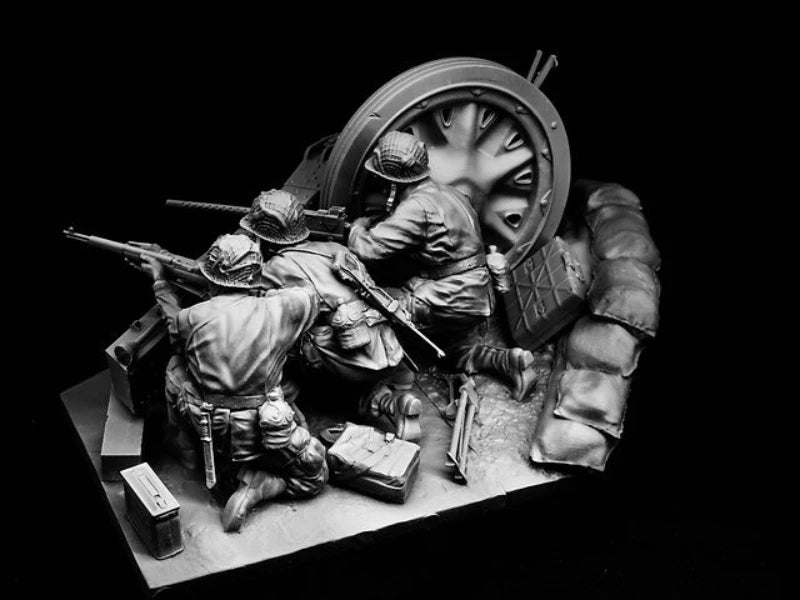 1/16 WWII 101st Airborne Artillery, 3 Figures, Resin Model Figure Kit, Unassembled and Unpainted