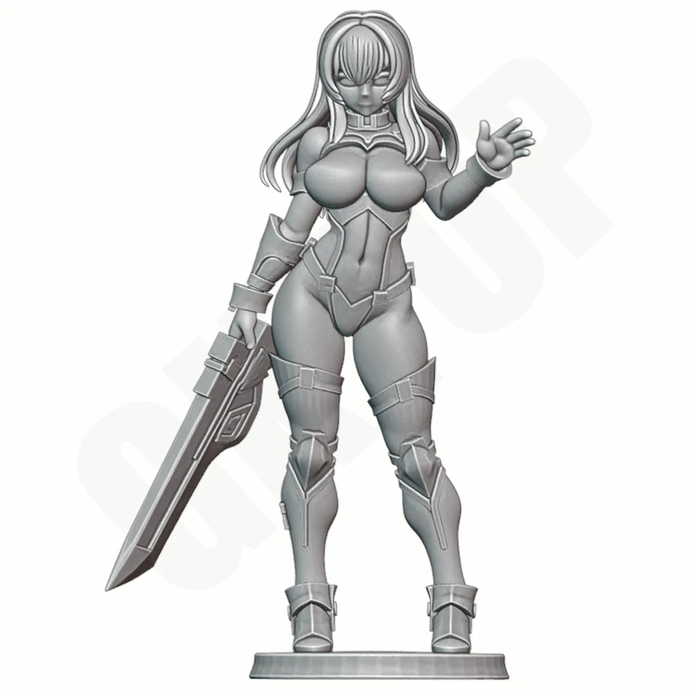 1/24 Female Warrior with Twin Blades, Resin Model Figure Kit, Sci-Fi Theme, Unassembled and Unpainted