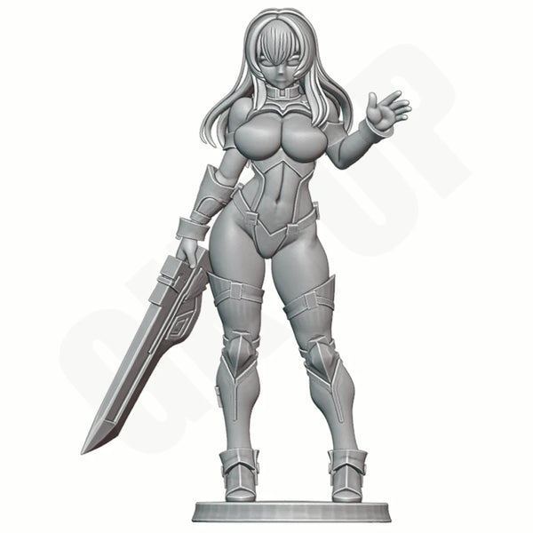 1/24 Female Warrior with Twin Blades, Resin Model Figure Kit, Sci-Fi Theme, Unassembled and Unpainted