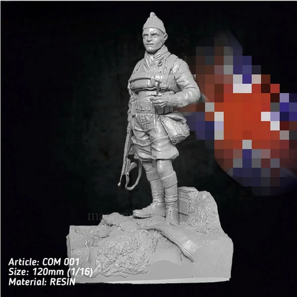 1/16 WWII Infantryman Reading Map, Resin Model Figure Kit, Unassembled and Unpainted