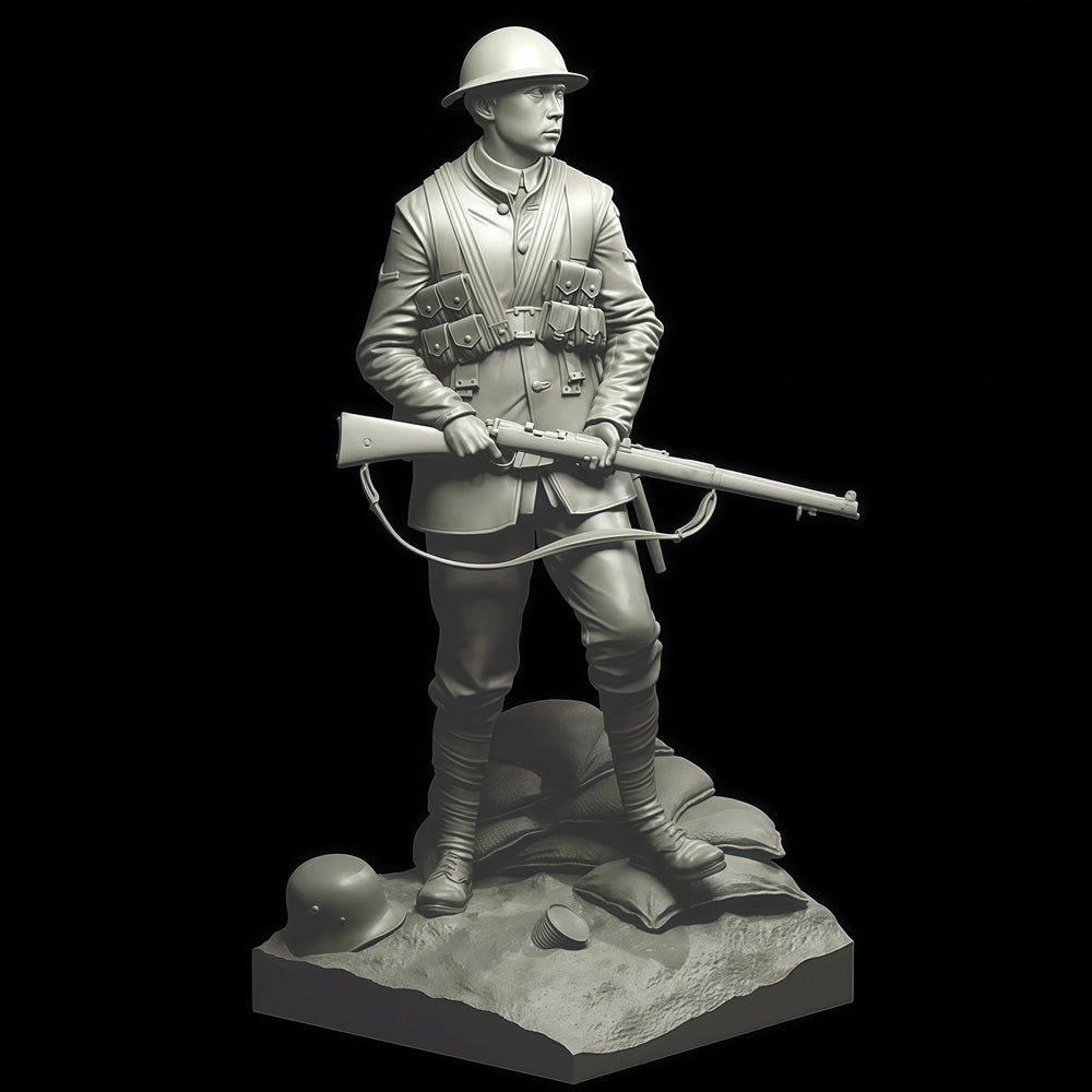 1/16 WWI British Infantryman with Fixed Bayonet, Resin Model Figure Kit, Unassembled and Unpainted