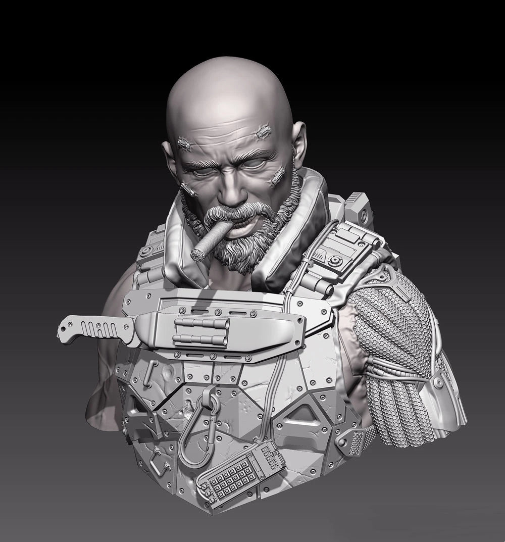 1/10 Modern Sci-Fi Soldier, Resin Model Bust Kit, Unassembled and Unpainted