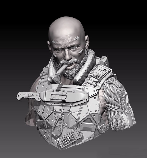 1/10 Modern Sci-Fi Soldier, Resin Model Bust Kit, Unassembled and Unpainted