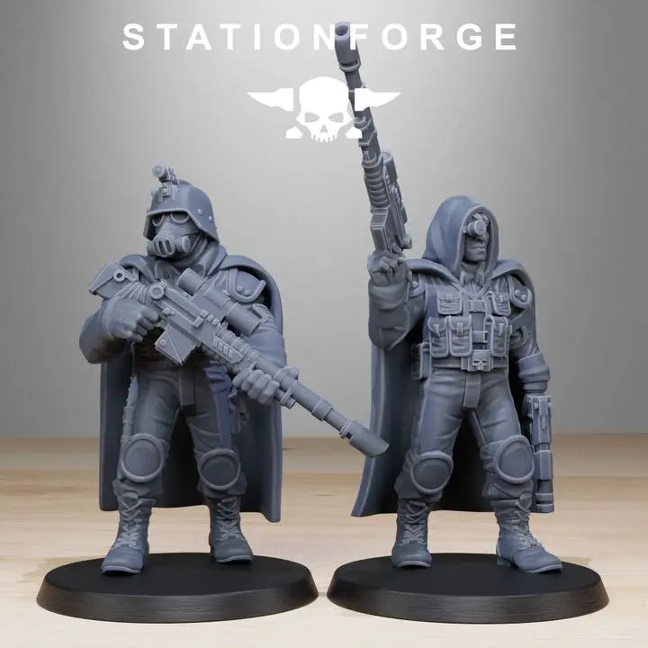Snipers Squad, 8 Figures, Resin Model Figure Kit, Sci-Fi Theme, Unassembled and Unpainted