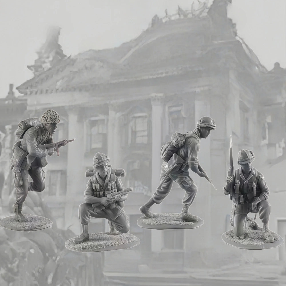 1/35 WWII German Infantry Squad Urban Assault, 4 Figures, Resin Model Figure Kit, Unassembled and Unpainted
