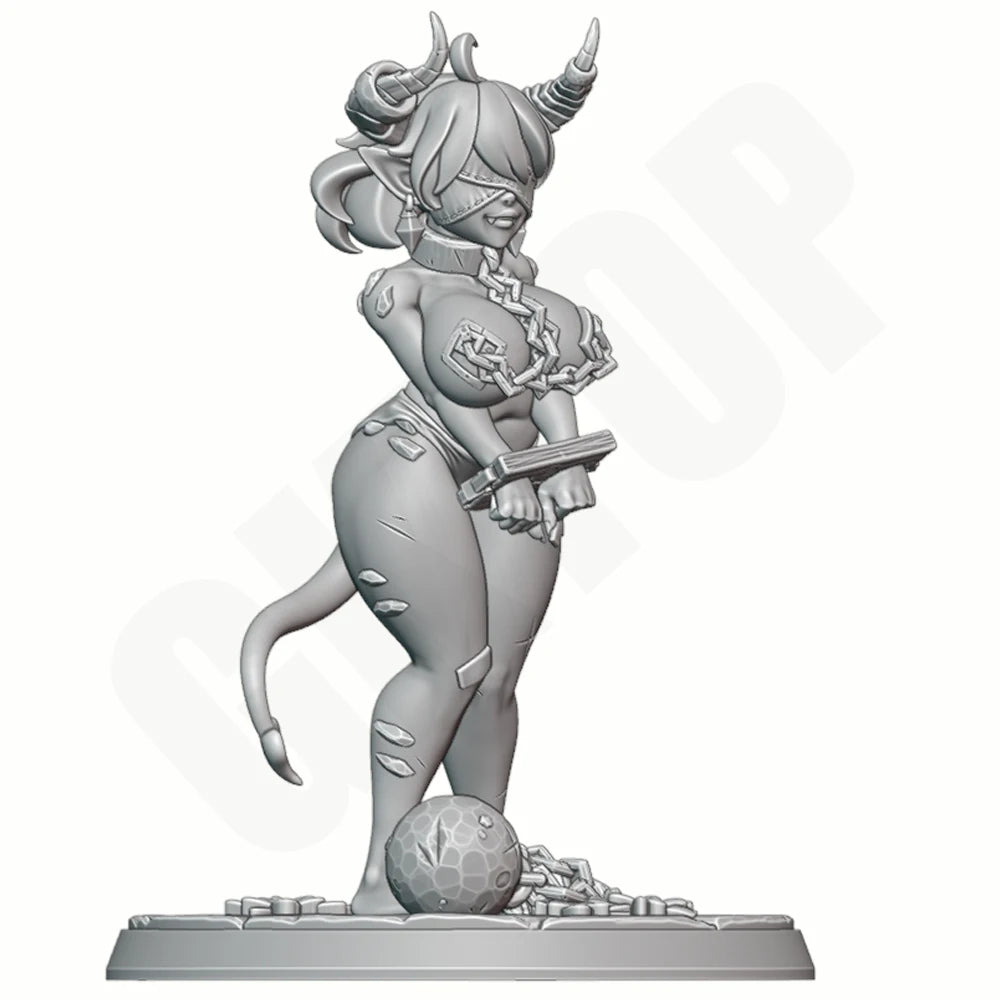 1/24 Spiral-Horned Demon Sorceress, Resin Model Figure Kit, Fantasy Theme, Unassembled and Unpainted