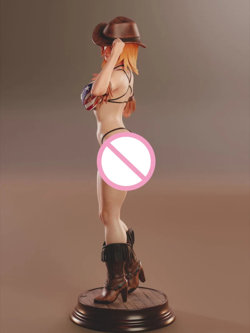 1/24 Western Cowgirl with American Flag Bikini, Resin Model Figure Kit, Unassembled and Unpainted