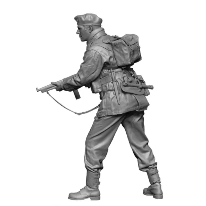 1/16 WWII British Airborne Trooper Advancing, Resin Model Figure Kit, Unassembled and Unpainted