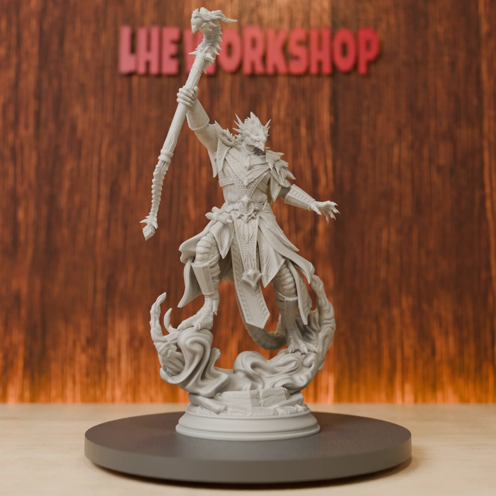 75mm Dragonborn Sorcerer, Resin Model Figure Kit, Fantasy Theme, Unassembled and Unpainted