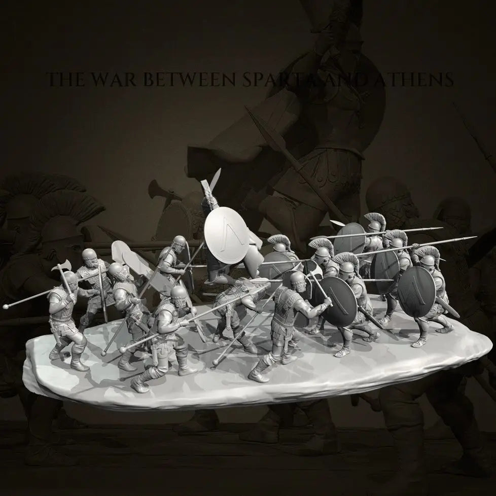 35mm Medieval Fantasy Warriors Battle, 30 Figures, Resin Model Diorama Kit, Unassembled and Unpainted