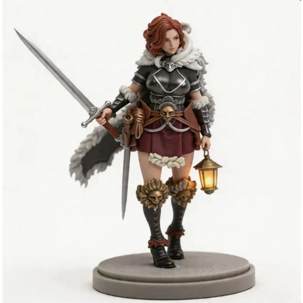 38mm Ornate Armored Warrior with Sword and Lantern, Resin Model Figure Kit, Fantasy Theme, Unassembled and Unpainted