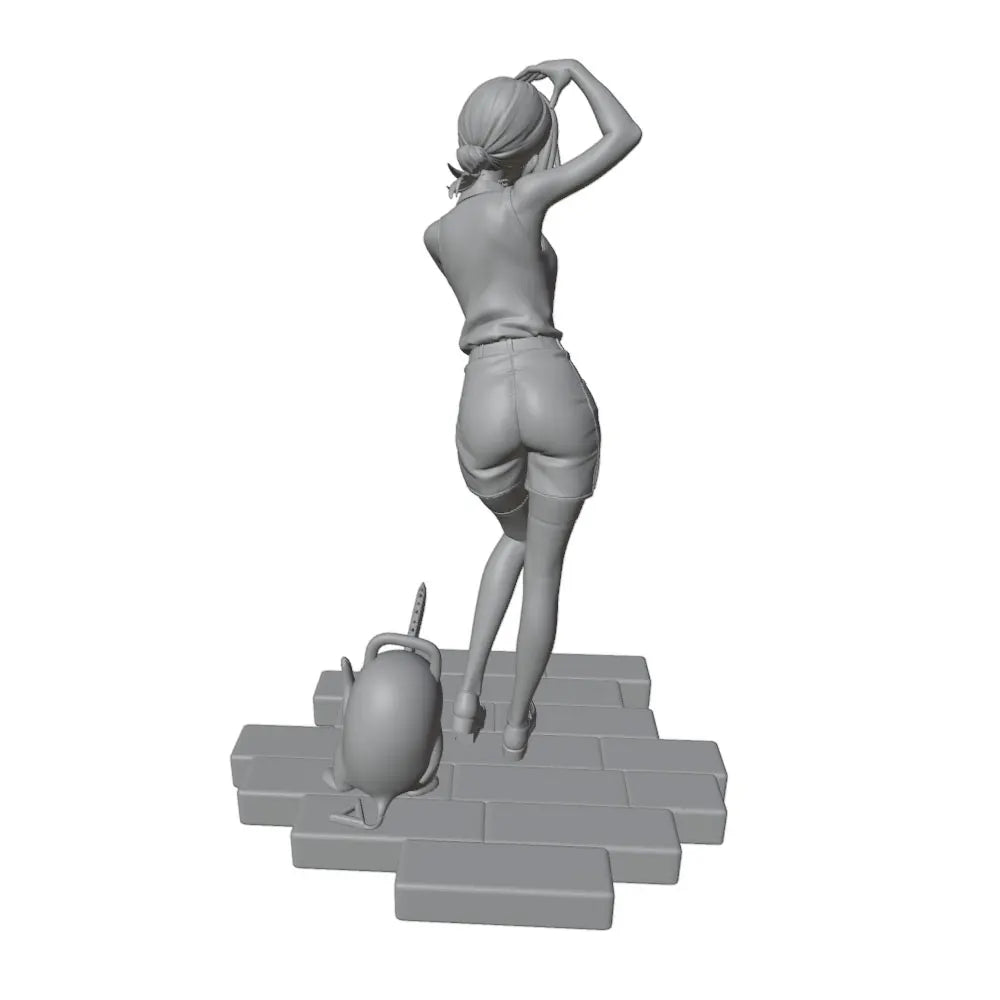1/24 Anime Girl with Hands-to-Hair Pose, Resin Model Figure Kit, Unassembled and Unpainted