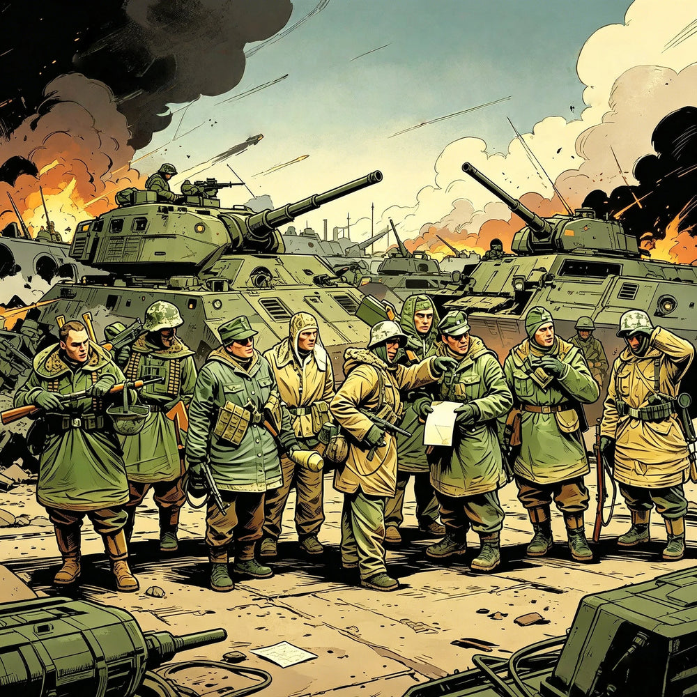 1/35 WWII Soviet WWII Infantry, 9 Figures, Resin Model Figure Kit, Unassembled and Unpainted