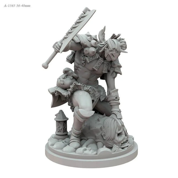 38mm Orc Woman Warrior with Raised Axe, Resin Model Figure Kit, Fantasy Theme, Unassembled and Unpainted