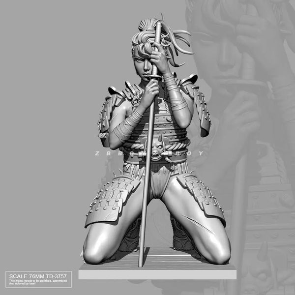 75mm Medieval Japanese Female Samurai, Resin Model Figure Kit, Unassembled and Unpainted