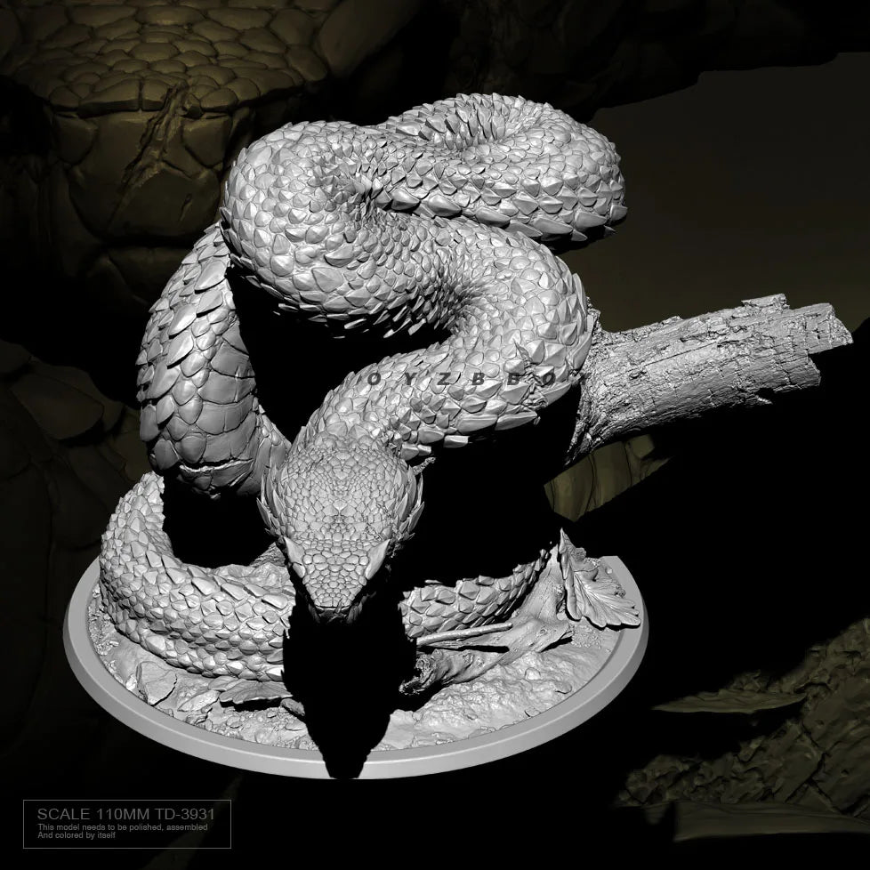 110mm Coiled Dragon with Upright Head, Resin Model Figure Kit, Fantasy Theme, Unassembled and Unpainted