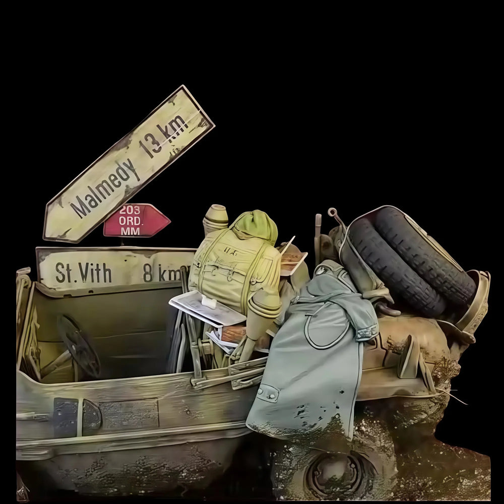1/35 WWII German Motorcycle Platoon with Crews, 9 Figures, Resin Model Figure Kit, Unassembled and Unpainted