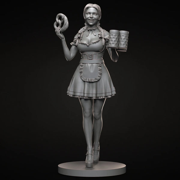 1/24 Oktoberfest Beer Hall Maid, Resin Model Figure Kit, Historical Theme, Unassembled and Unpainted