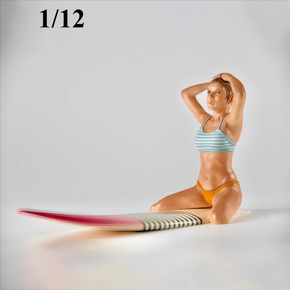 1/12 Surfing Girl, Resin Model Figure Kit, Unassembled and Unpainted