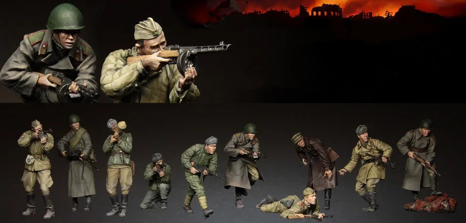 1/35 WWI Russian Infantry Soldiers, 10 Figures, Resin Model Figure Kit, Unassembled and Unpainted