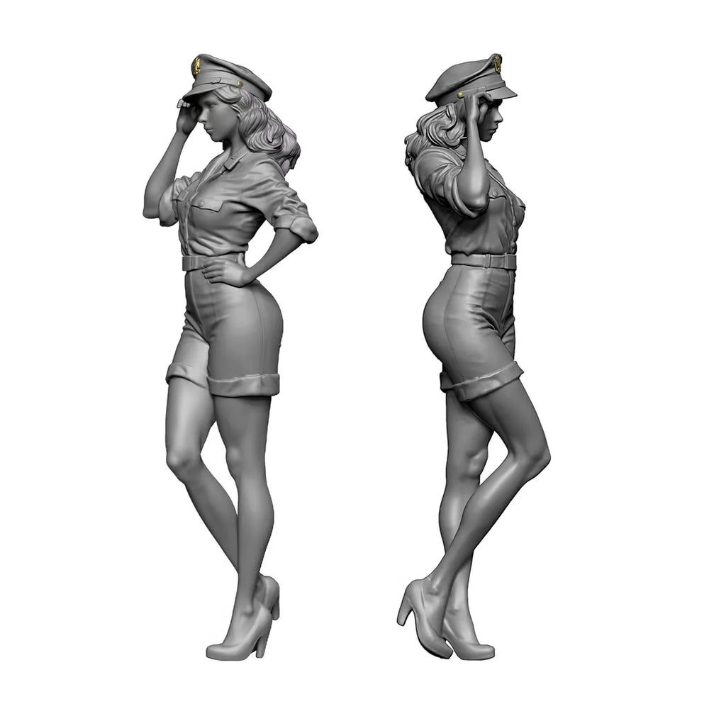 1/35 WWII Female Officer Tipping Cap, Resin Model Figure Kit, Unassembled and Unpainted