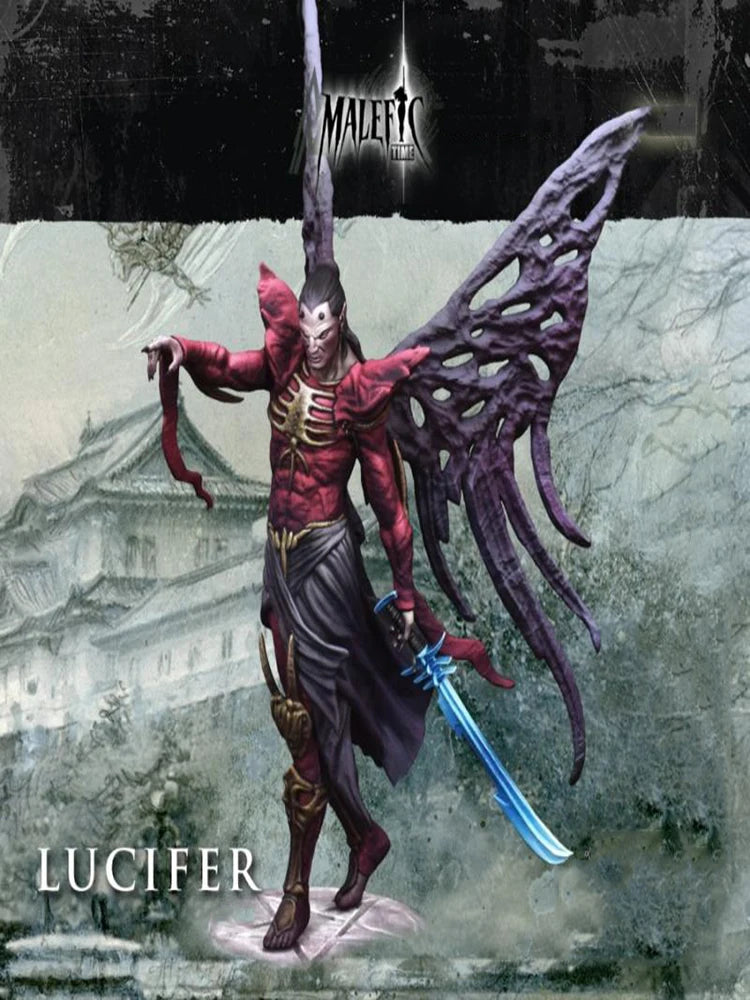 75mm Lucifer Demonic Winged Warrior, Resin Model Figure Kit, Fantasy Theme, Unassembled and Unpainted
