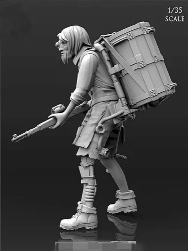1/35 Post-Apocalyptic Female Soldier, Resin Model Figure Kit, Sci-Fi Theme, Unassembled and Unpainted