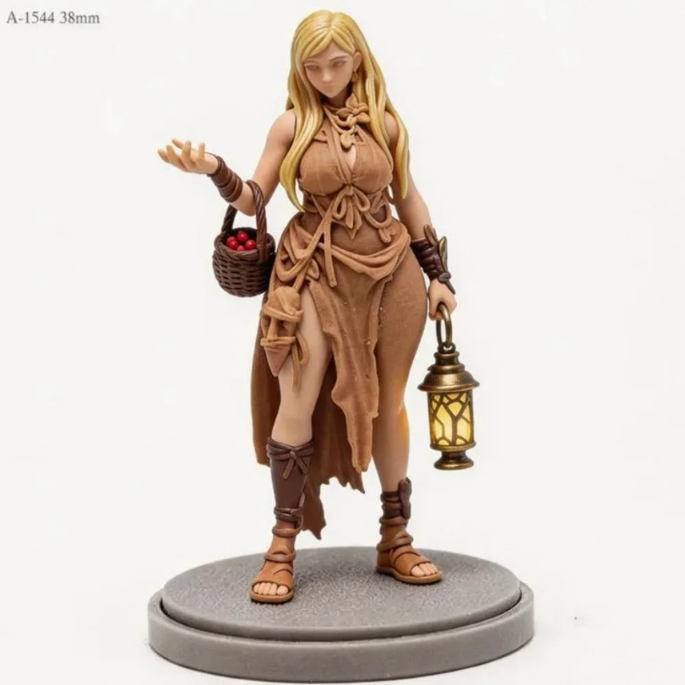 45mm Medieval Female Villager, Resin Model Figure Kit, Unassembled and Unpainted