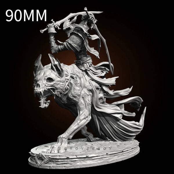 90mm Undead Knight Zombie Wolf, Resin Model Figure Kit, Fantasy Theme, Unassembled and Unpainted