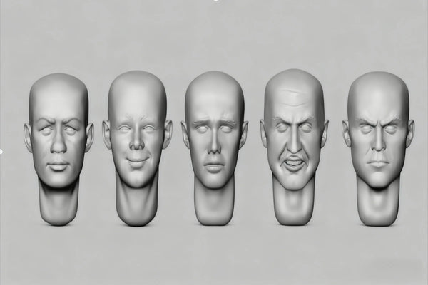 1/35 Male Head Set — 5 Variants (Resin Accessory)