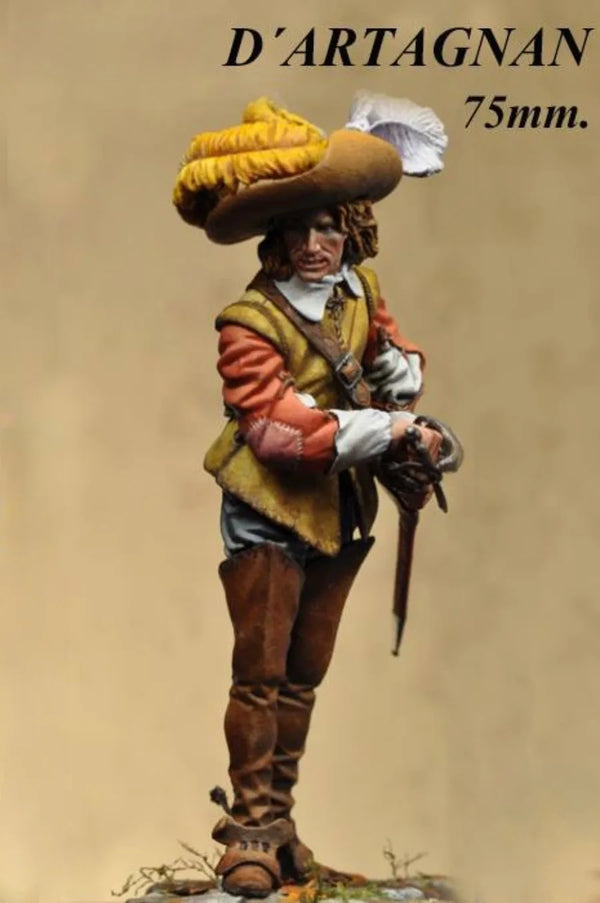 75mm French Musketeer D'Artagnan, Resin Model Figure Kit, Military Theme, Unassembled and Unpainted