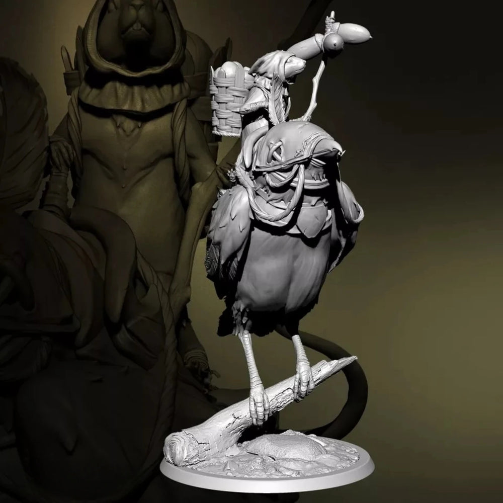 50mm Mounted Knight with Magpie, 2 Figures, Resin Model Figure Kit, Fantasy Theme, Unassembled and Unpainted
