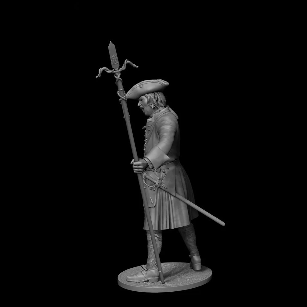 75mm Early 18th Century Swedish Artillery Commander, Resin Model Figure Kit, Military Theme, Unassembled and Unpainted
