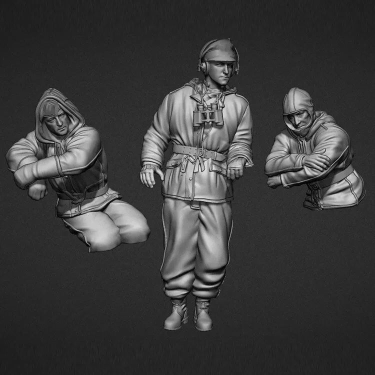 1/35 WWII Armored Warriors with Goggles, 6 Figures, Resin Model Figure Kit, Unassembled and Unpainted