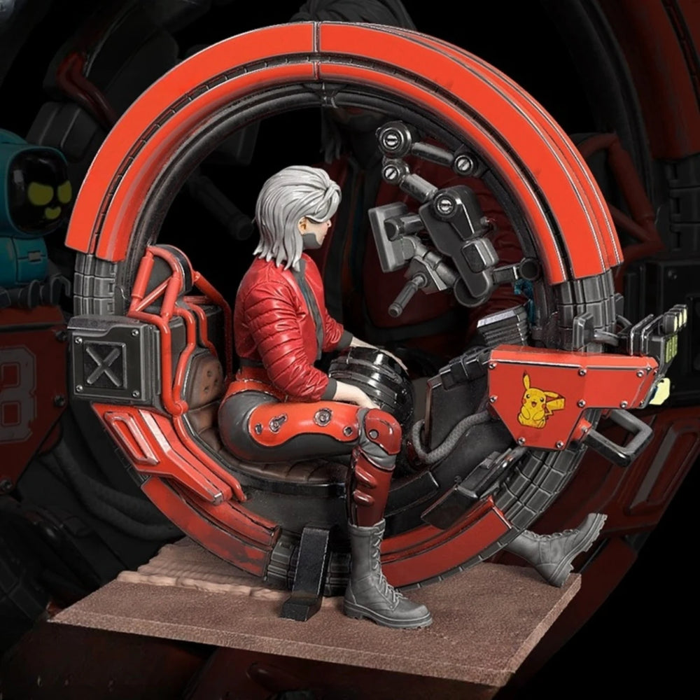Cyberpunk Pilot on Futuristic Motorcycle — 65mm Resin Figure