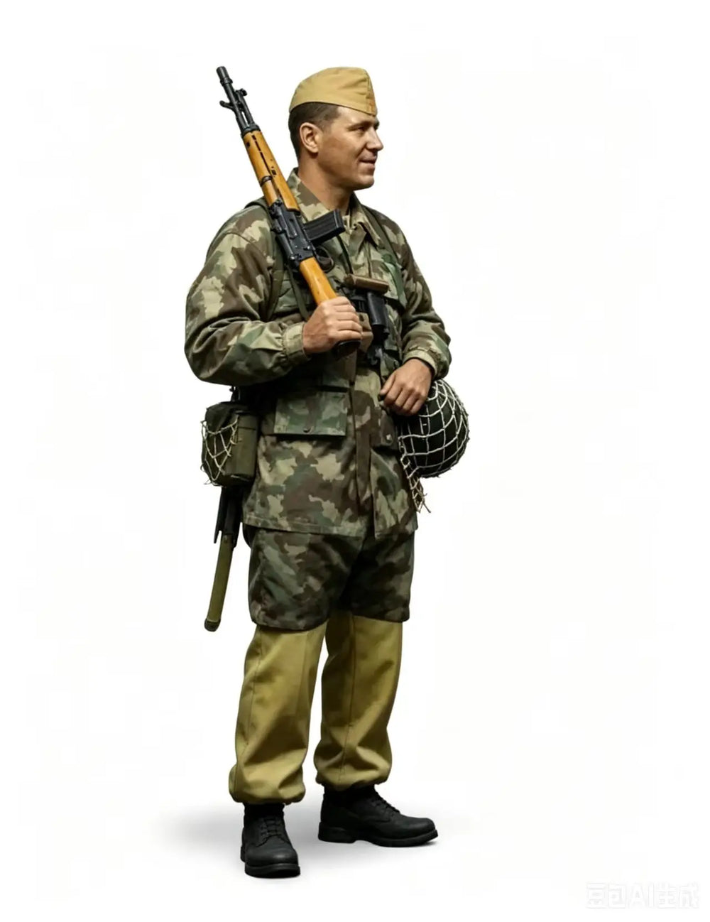 1/16 WWII German Soldier with MP40 Submachine Gun, Resin Model Figure Kit, Unassembled and Unpainted