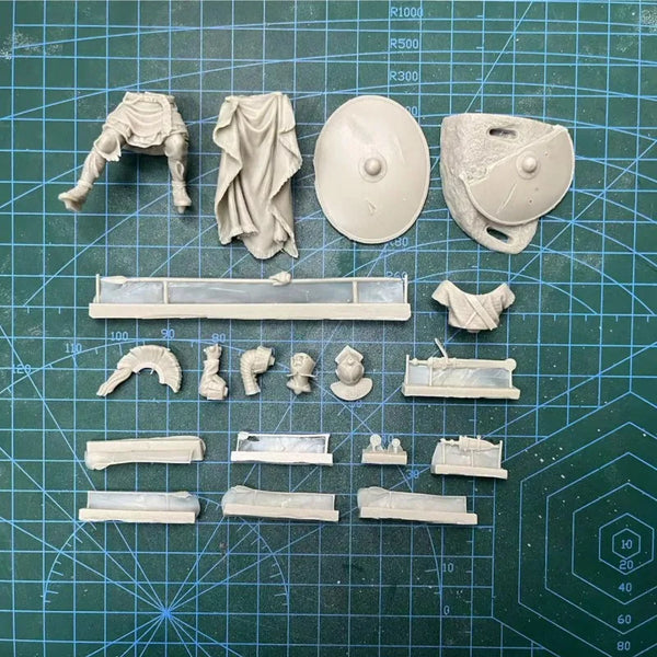 54mm Ancient Roman Legionnaire with Plumed Helmet Charging with Spear, Resin Model Figure Kit, Unassembled and Unpainted