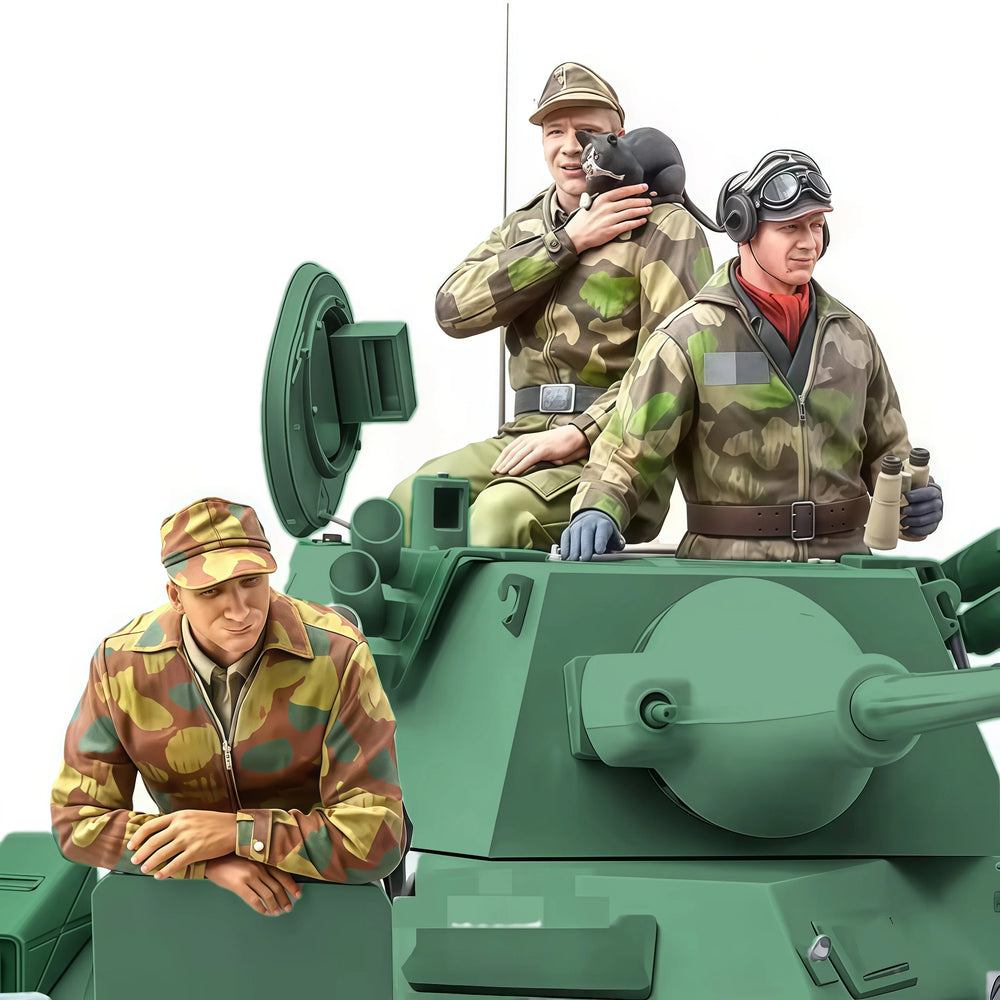 1/16 WWII American Tank Crew, 3 Figures, Resin Model Figure Kit, Unassembled and Unpainted