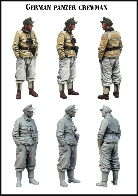 1/35 WWII German Panzer Crewman in Yellow Jacket, Resin Model Figure Kit, Unassembled and Unpainted