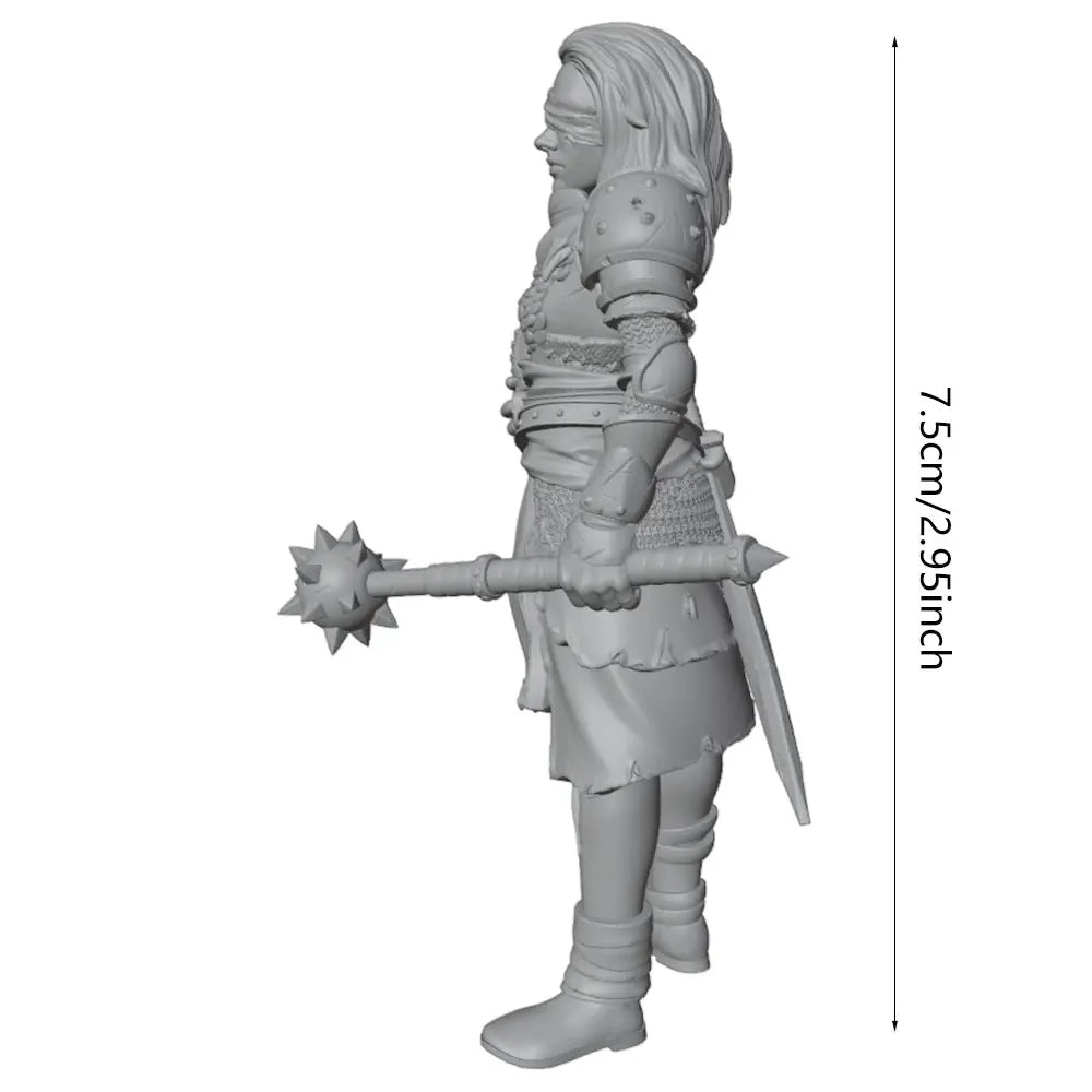 1/24 Female Warrior with Hammer, Resin Model Figure Kit, Fantasy Theme, Unassembled and Unpainted