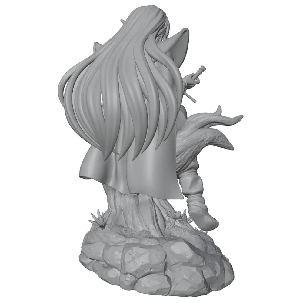 75mm Elf Warrior with Longsword and Flowing Hair, Resin Model Figure Kit, Fantasy Theme, Unassembled and Unpainted