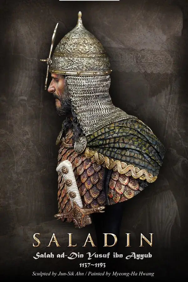 1/10 Medieval Saladin with Conical Helm and Armor, Resin Model Bust Kit, Unassembled and Unpainted